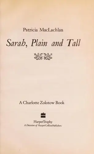 Sarah, Plain and Tall